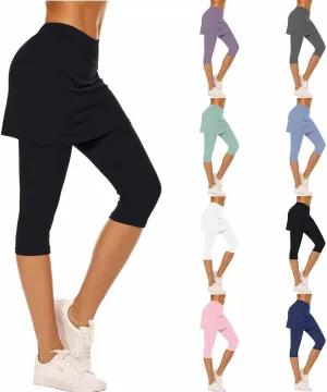 Skirted Leggings for Women 2025 Tennis Golf Skorts Plus Size Skirts Gym Athletic Capris Pickleball Yoga Outfit