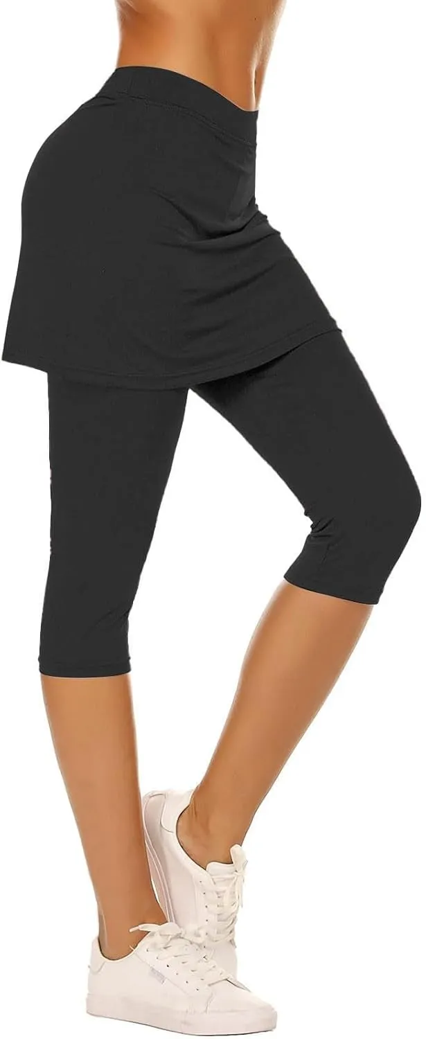 Skirted Leggings for Women 2025 Tennis Golf Skorts Plus Size Skirts Gym Athletic Capris Pickleball Yoga Outfit