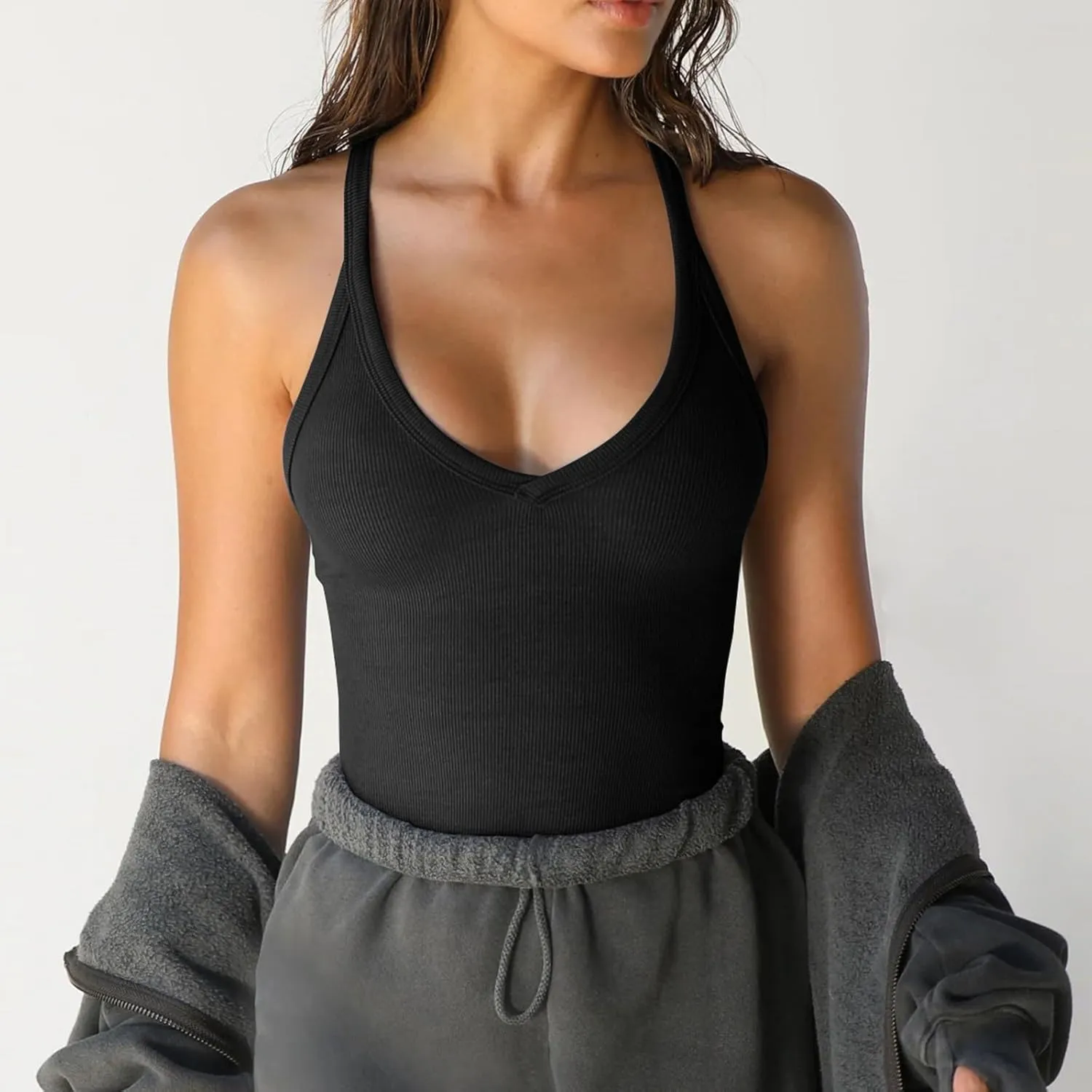 Sleeveless Workout Tops for Women U Neck Racerback Basic Tank Summer Camisole Slim Fit Ladies Shaping Tank Tops