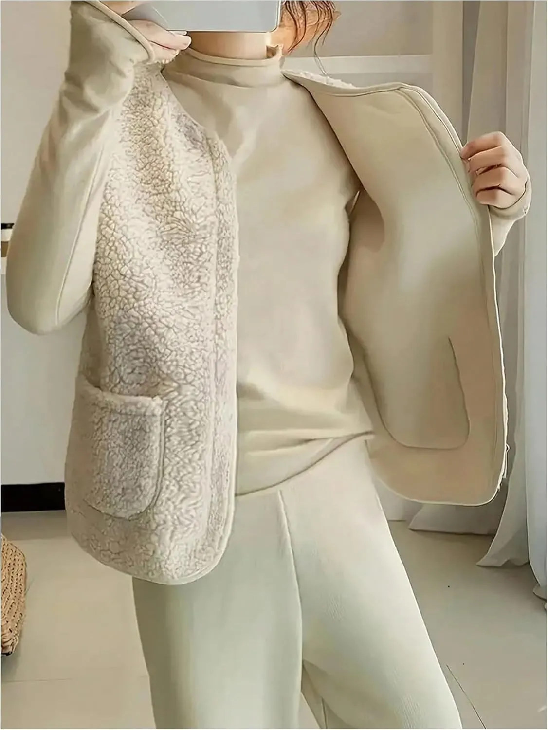 SOLY HUX Women's Fleece Sweater Vest Zip Up Sleeveless Sherpa Tank Top Jackets with Pockets