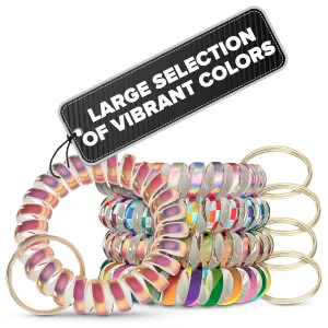 Spiral Wrist Coil Key Chain - 10Pcs Wrist Coil Keychain Coil Bracelet Key Chain Wristlet Bracelet for Keys Key Chain Bracelet Coil Bracelets with Key Ring - Wrist Key Holder Stretchy Keychain Bracelet