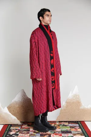 Stagger Jacquard Knit Coat