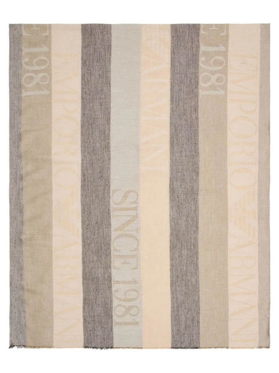 Stola con motivo verticale e logo jacquard Since 1981