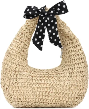 Summer Straw Hobo Handbag for Women 2025 Raffia Beach Vacation Tote Bag