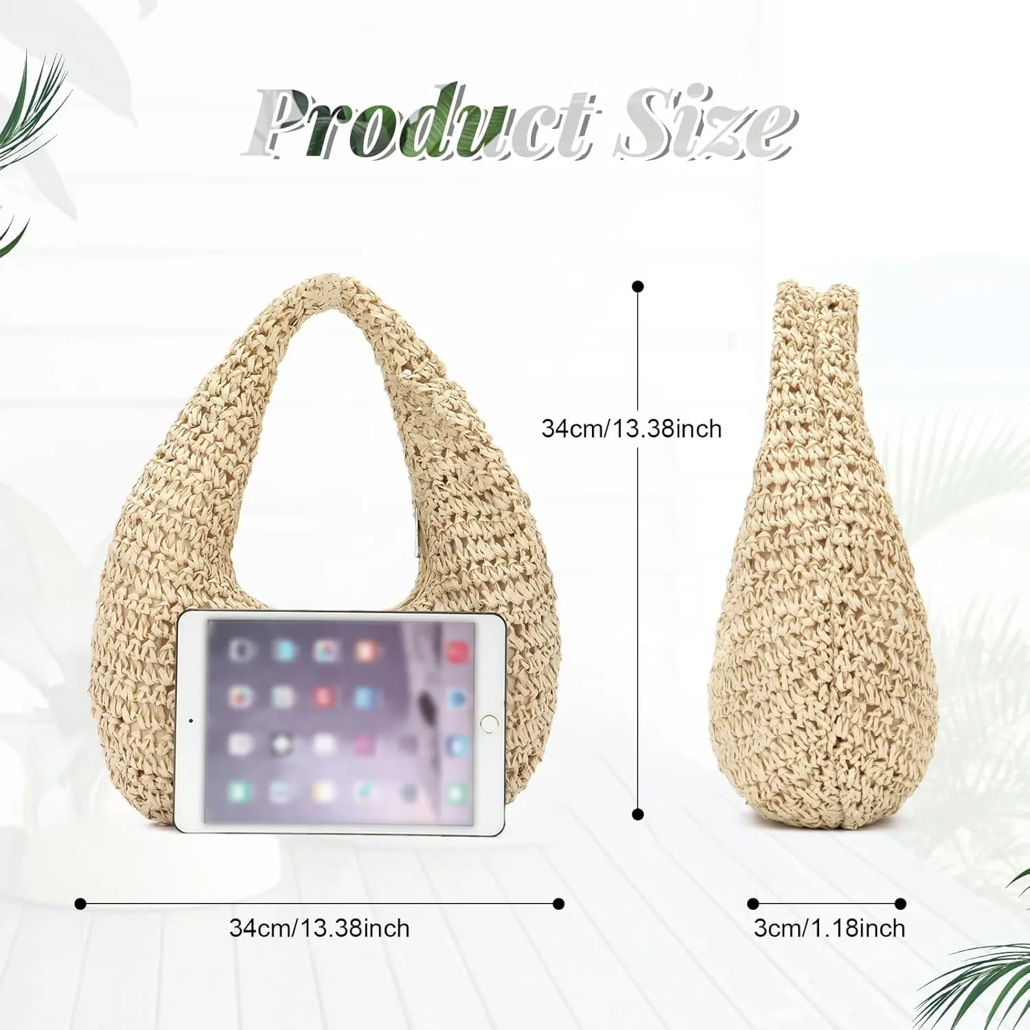Summer Straw Hobo Handbag for Women 2025 Raffia Beach Vacation Tote Bag