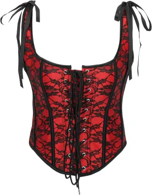 SUOSDEY Women Vintage Floral Corset Top Renaissance Vest Camisole Flower Print Bustier