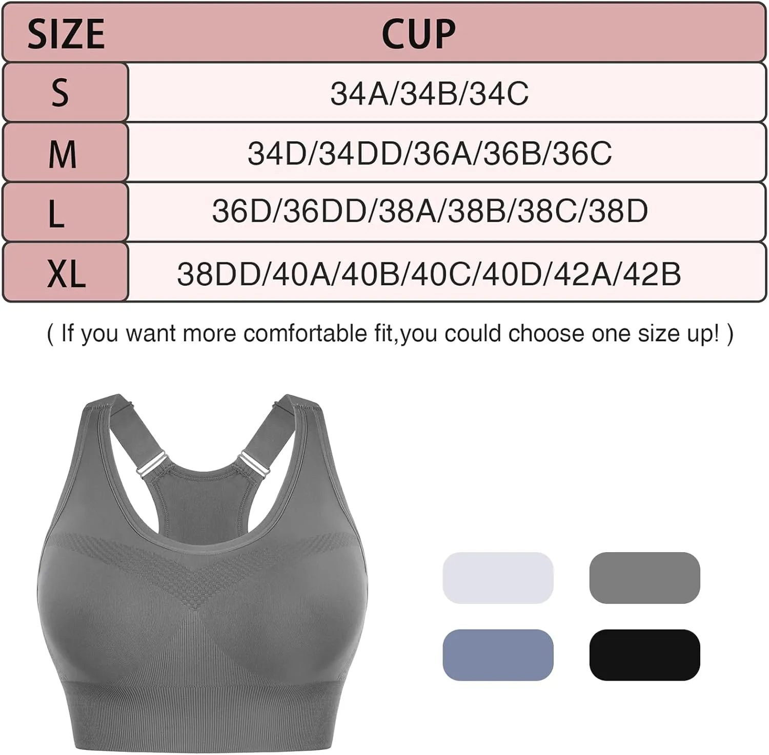 Sykooria Adjustable Sports Bra for Women High Support Padded Workout Tops Packs Gym Fitness Running Yoga Bras