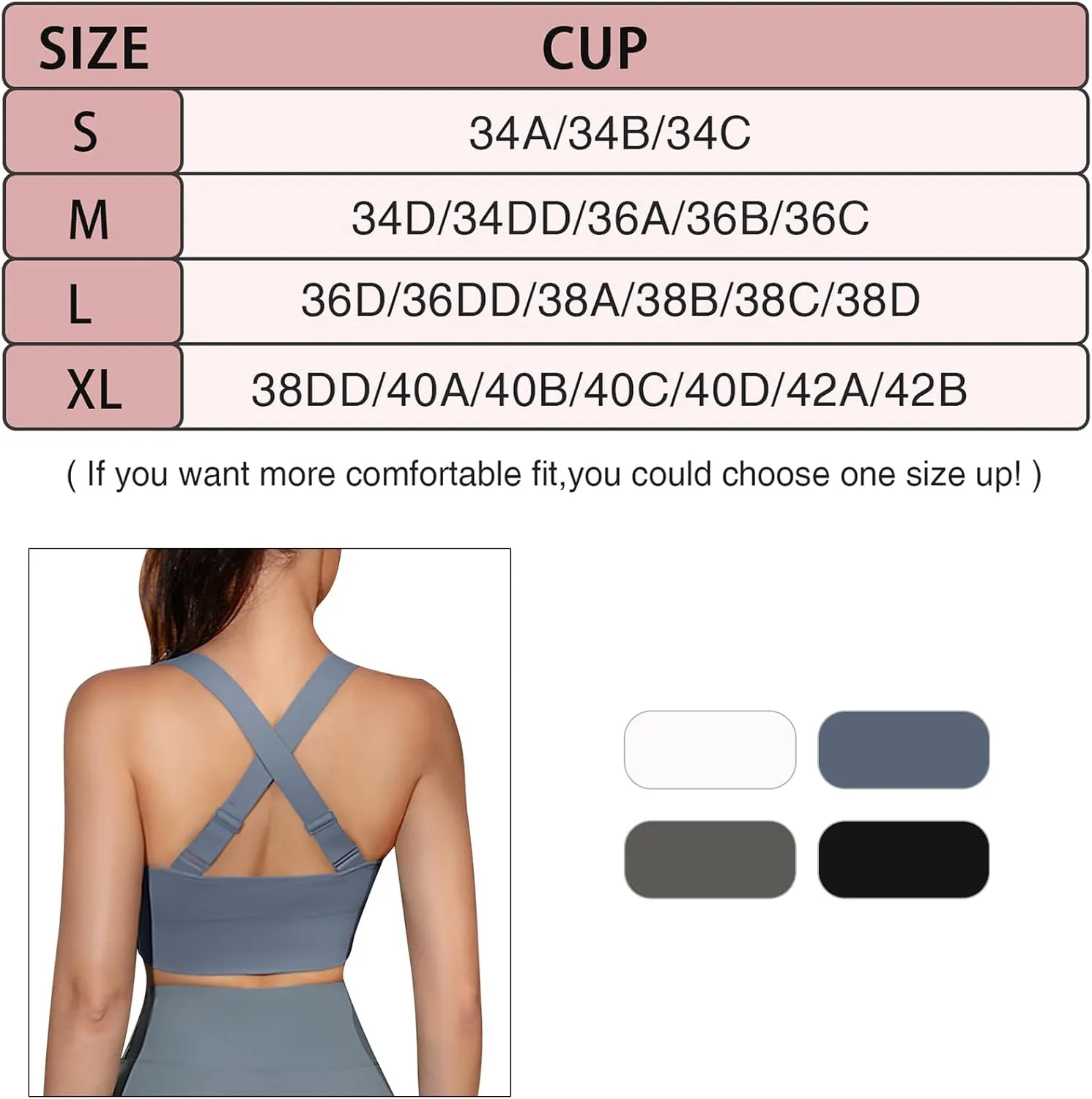 Sykooria Adjustable Sports Bra for Women High Support Padded Workout Tops Packs Gym Fitness Running Yoga Bras