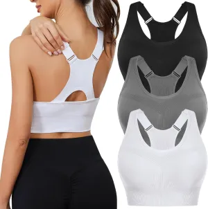 Sykooria Adjustable Sports Bra for Women High Support Padded Workout Tops Packs Gym Fitness Running Yoga Bras