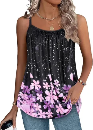 Tank Top for Women Spaghetti Strap Camisole Summer Scoop Neck Loose Fit Casual Sleeveless Shirts