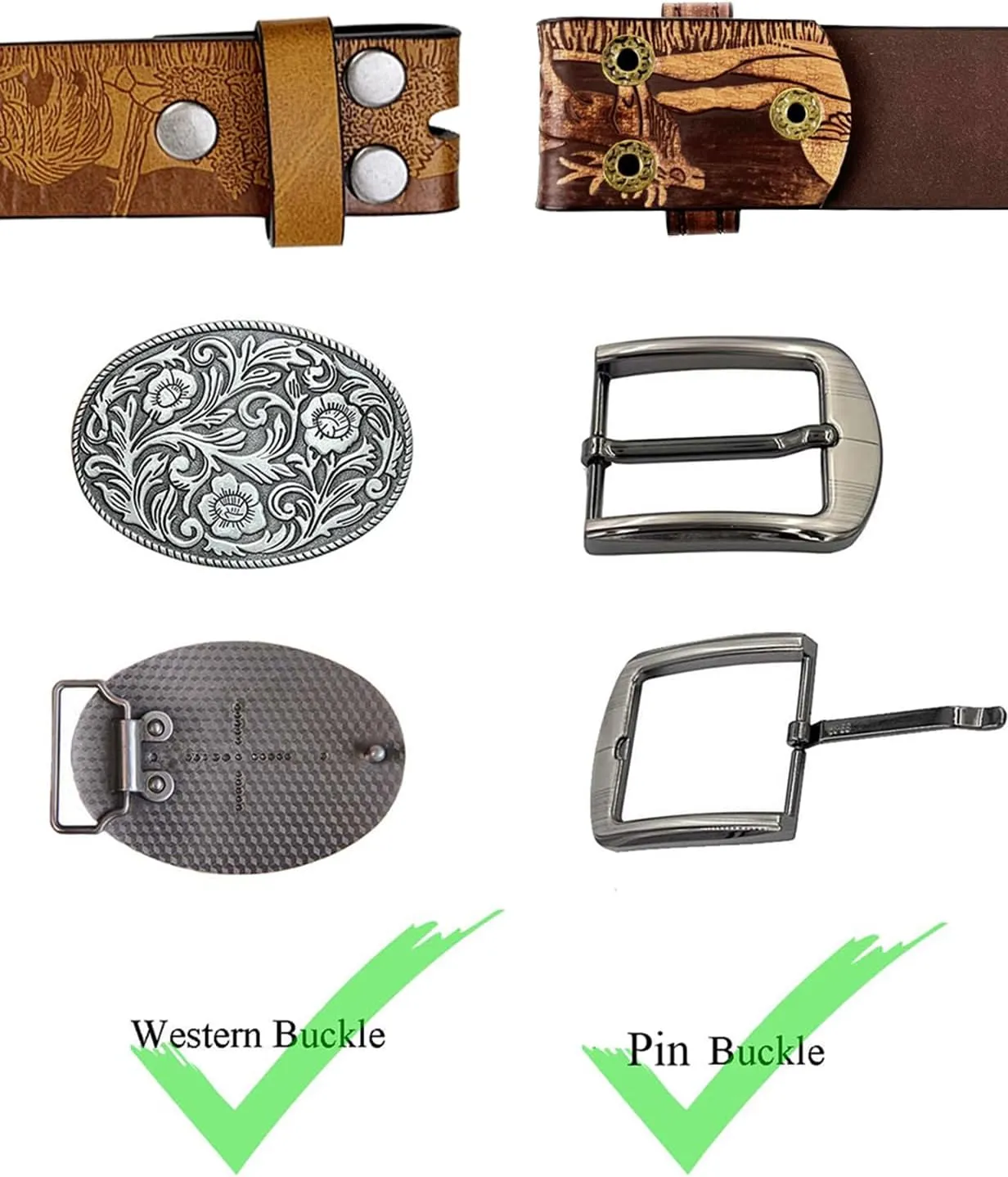 TOPACC 2 Pack Western Belts for Men Women Without Buckle Cowgirl Cowboy Belt Strap 1.5"