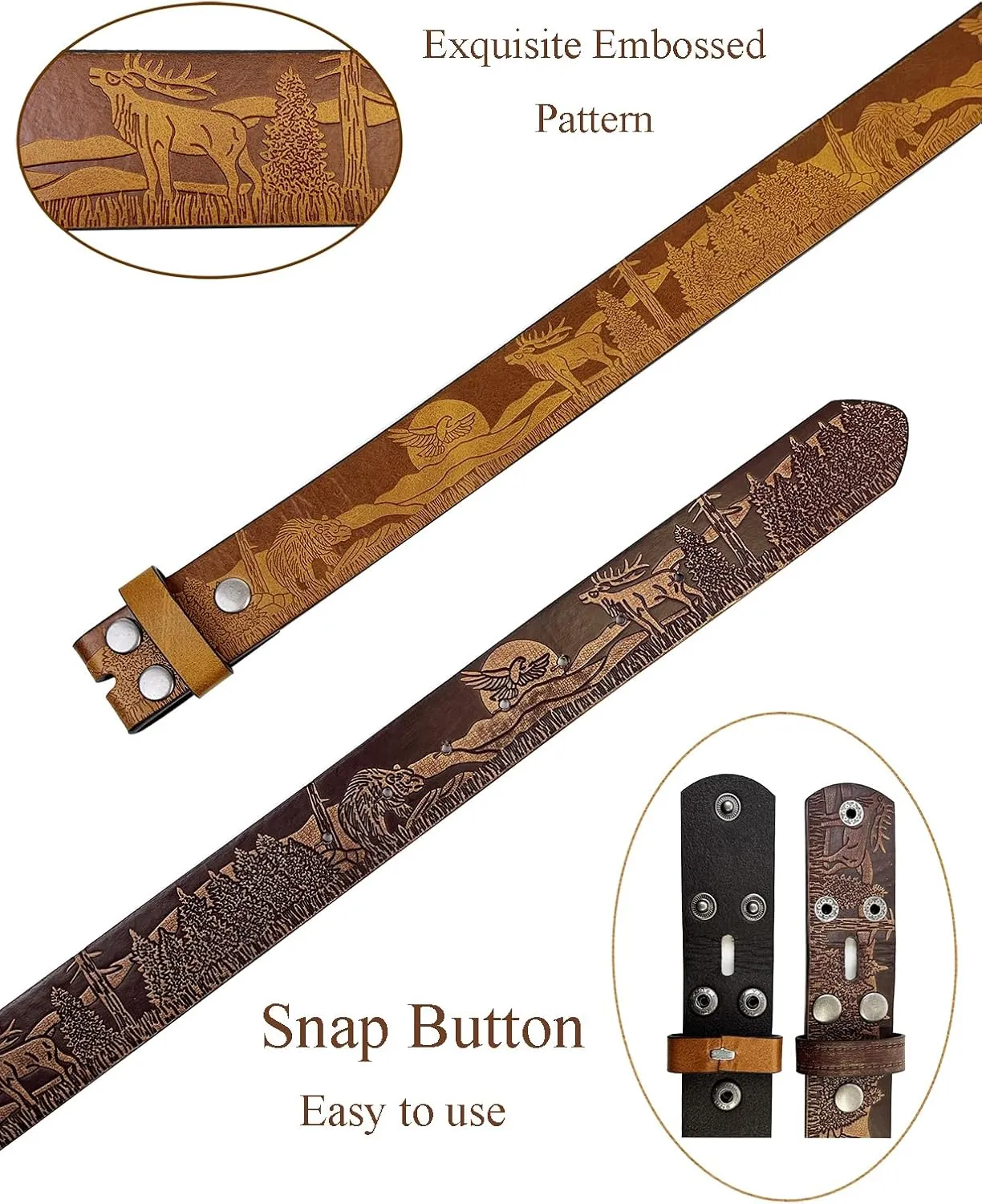 TOPACC 2 Pack Western Belts for Men Women Without Buckle Cowgirl Cowboy Belt Strap 1.5"