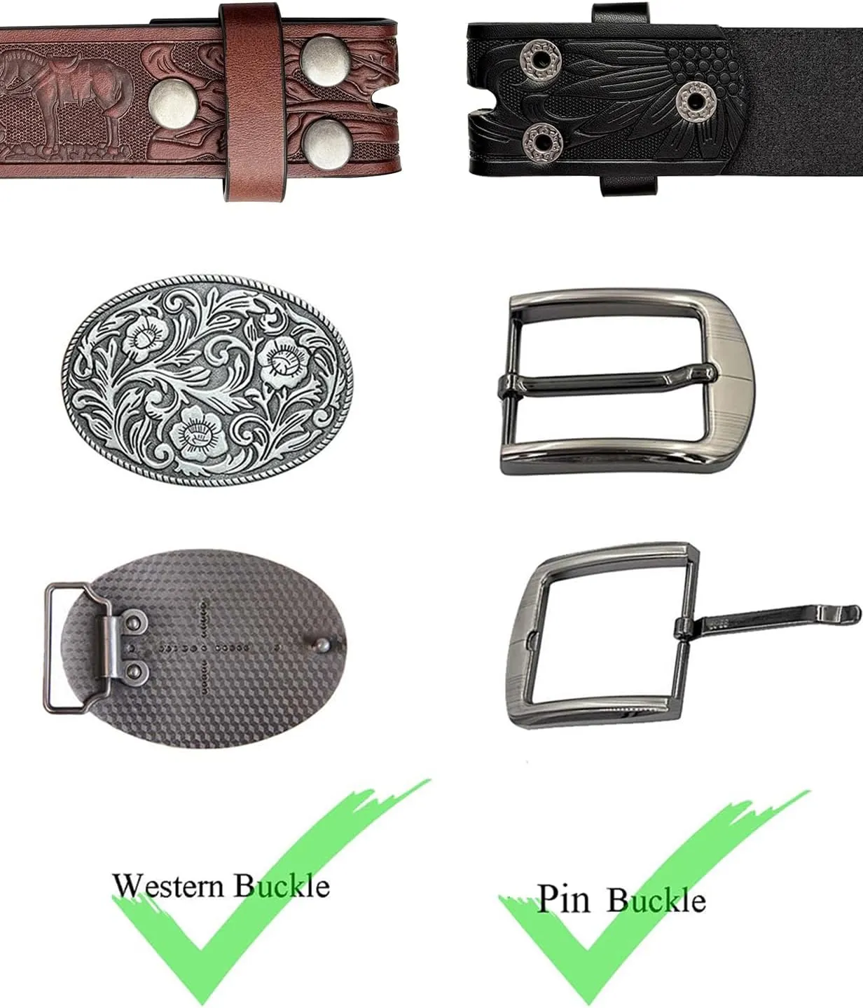 TOPACC 2 Pack Western Belts for Men Women Without Buckle Cowgirl Cowboy Belt Strap 1.5"