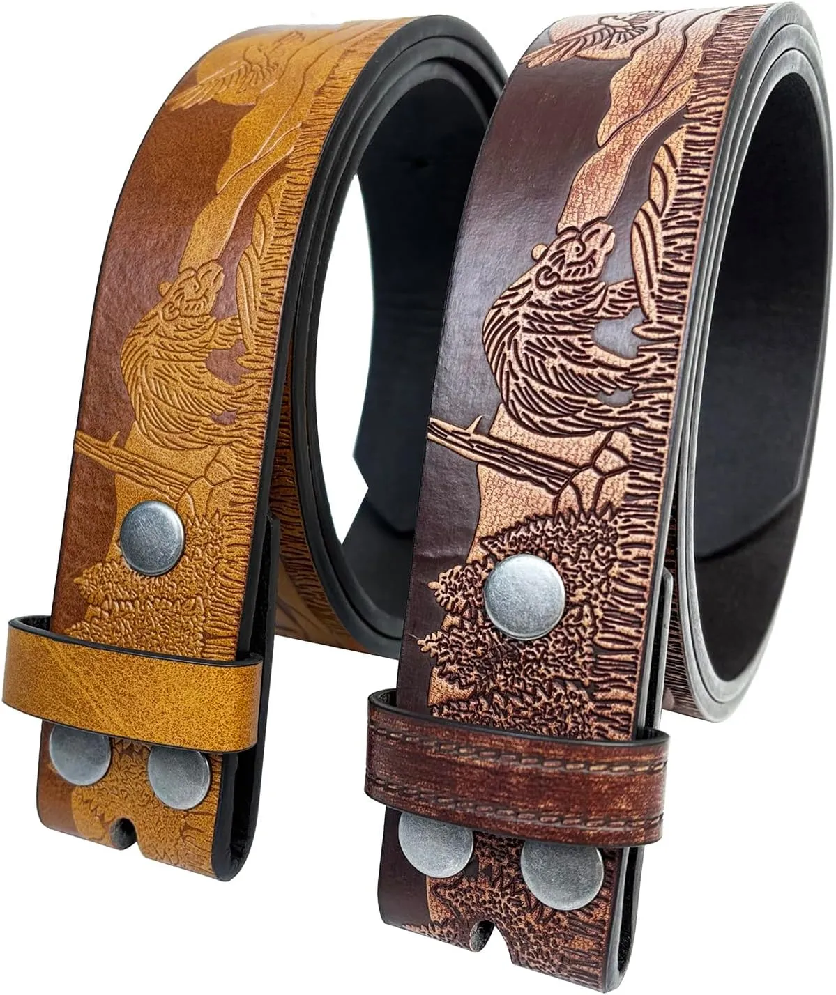 TOPACC 2 Pack Western Belts for Men Women Without Buckle Cowgirl Cowboy Belt Strap 1.5"