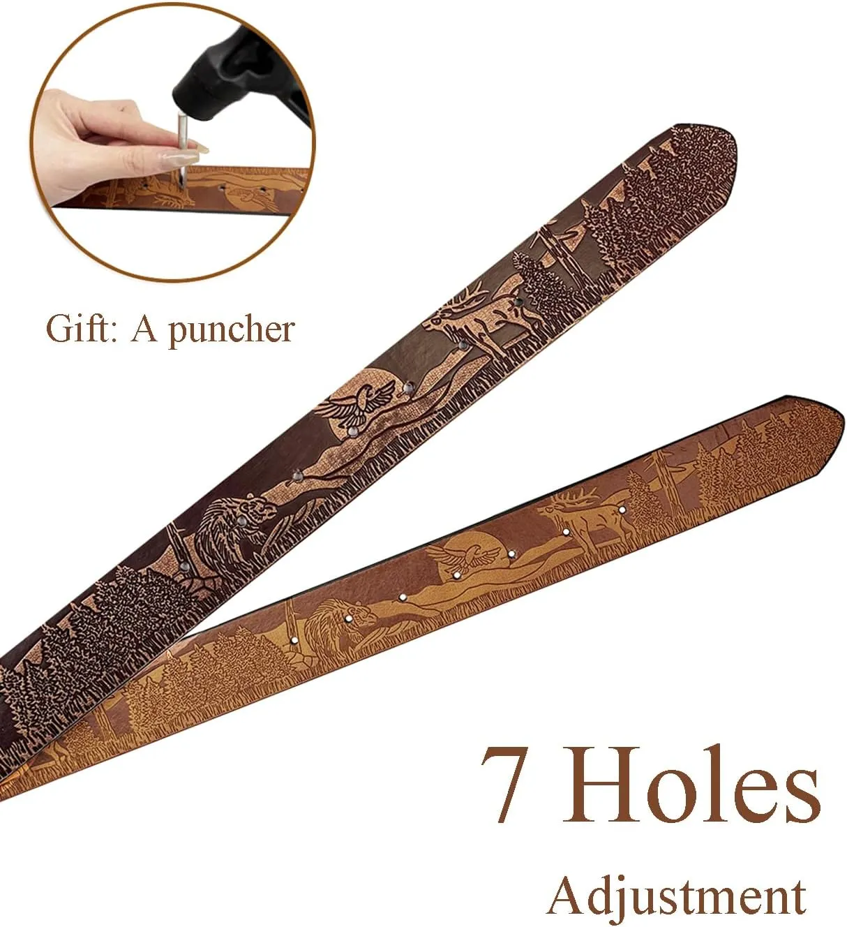 TOPACC 2 Pack Western Belts for Men Women Without Buckle Cowgirl Cowboy Belt Strap 1.5"