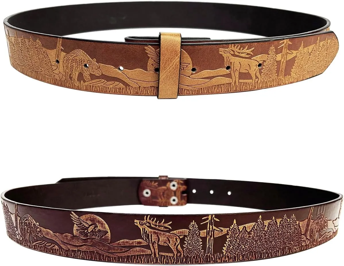 TOPACC 2 Pack Western Belts for Men Women Without Buckle Cowgirl Cowboy Belt Strap 1.5"