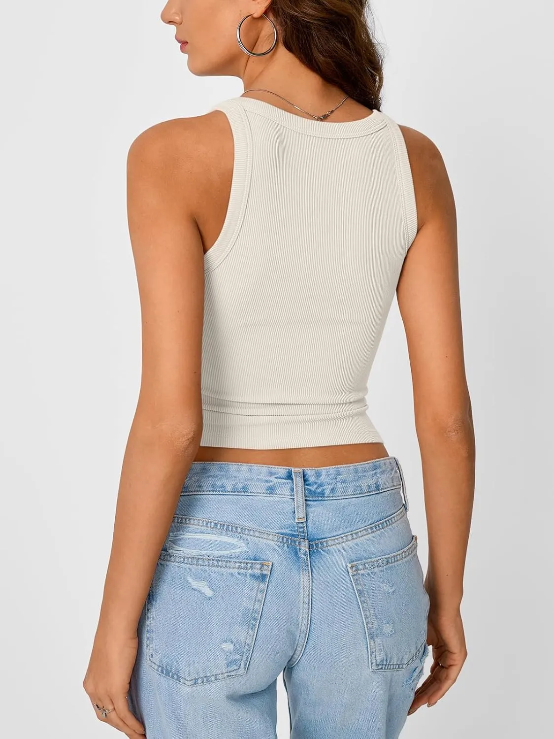 Trendy Queen Womens Tank Tops Crop Camisole Summer Fashion Sleeveless Ribbed Workout Basic Going Out Gym Spring Clothes 2025