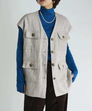 Tweed sleeveless jacket