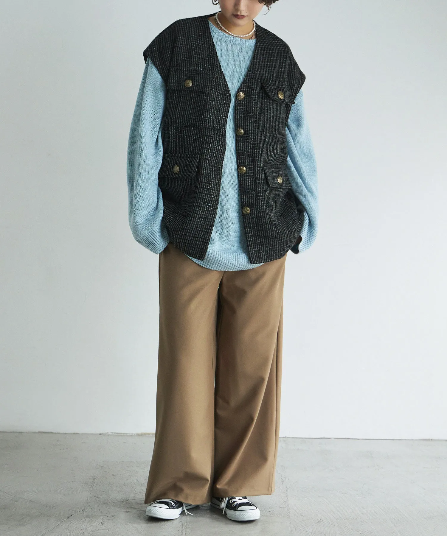 Tweed sleeveless jacket