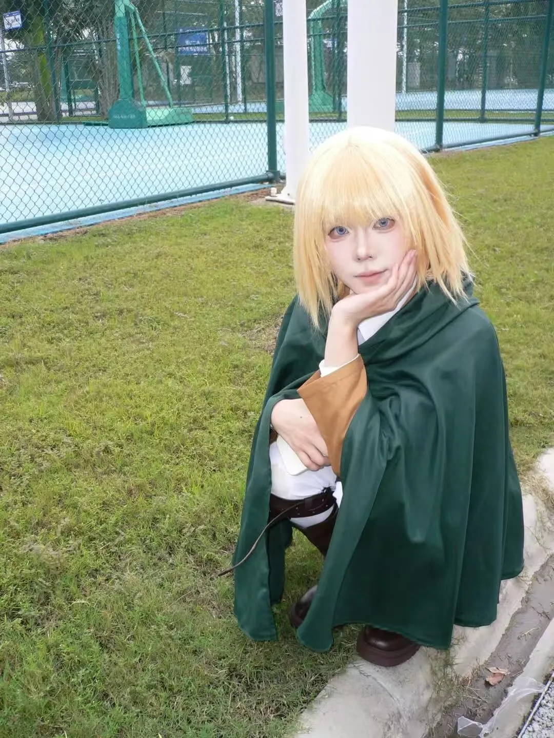 Unisex Anime Hooded Cosplay Cloak - Cloth Cosplay Costume Halloween Cape Green