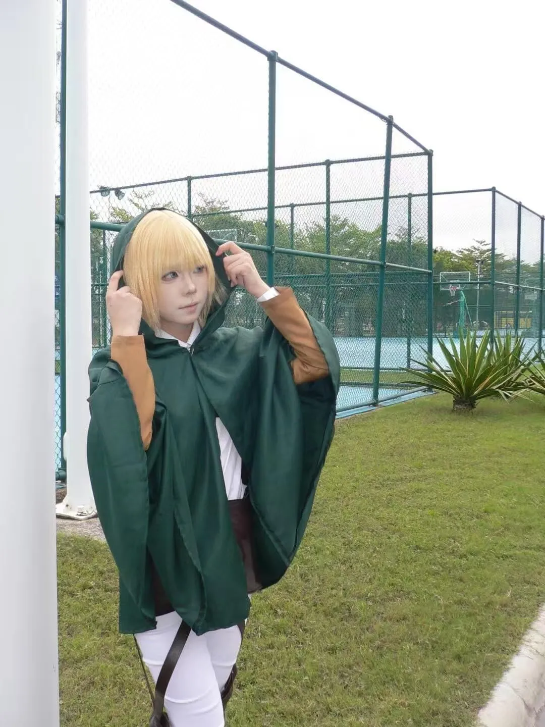 Unisex Anime Hooded Cosplay Cloak - Cloth Cosplay Costume Halloween Cape Green