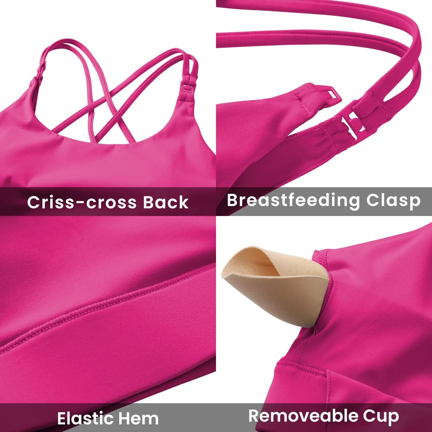 V VOCNI Nursing Bras for Breastfeeding Maternity Sports Bras Tank Top Sexy Crisscross Back Workout Yoga Pregnancy Bra