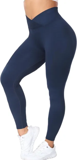 V Waist Scrunch Butt Lifting Leggings for Women Seamless Workout Gym Leggings High Waist Tummy Control Yoga Pants