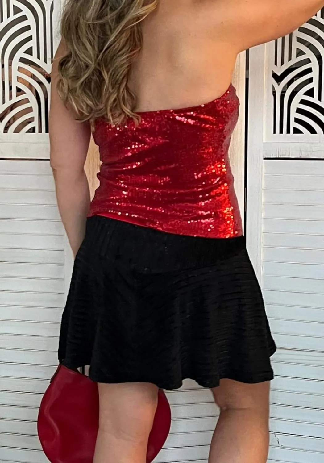 Vaceky Flower Sequin Halter Tops Women Cropped Sleeveless Backless Sparkly Camisole