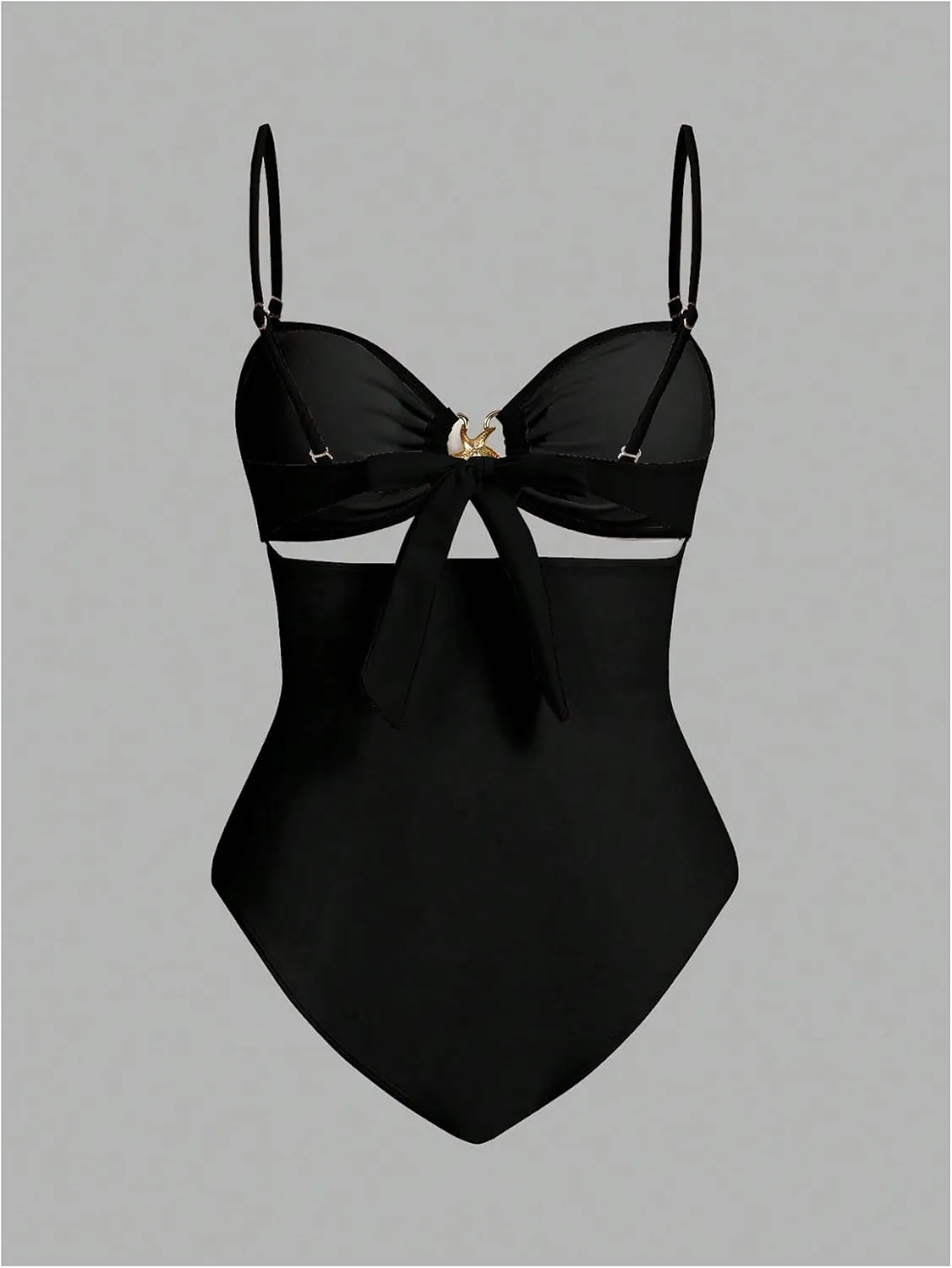 Verdusa Women's Cut Out One Piece Backless Wireless Swimsuit with Cover Up Skirt