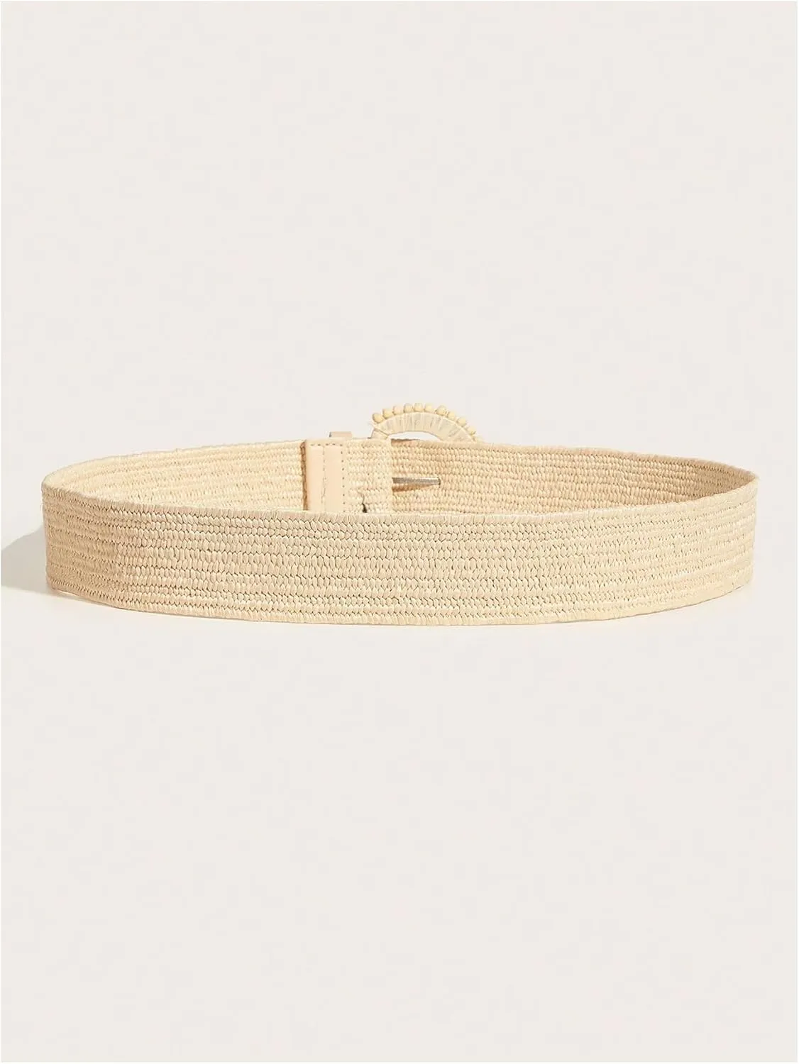 Verdusa Women's Round Buckle Straw Belts Boho Braided Waist Belt