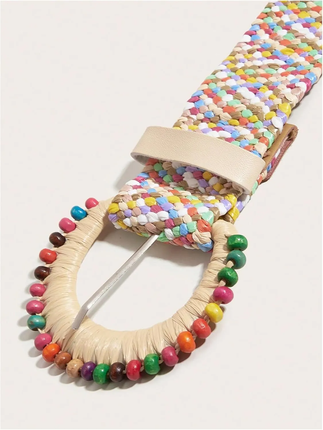 Verdusa Women's Round Buckle Straw Belts Boho Braided Waist Belt