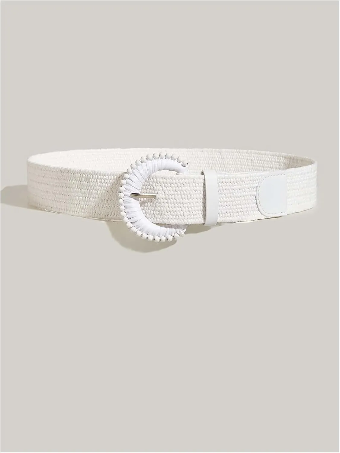 Verdusa Women's Round Buckle Straw Belts Boho Braided Waist Belt