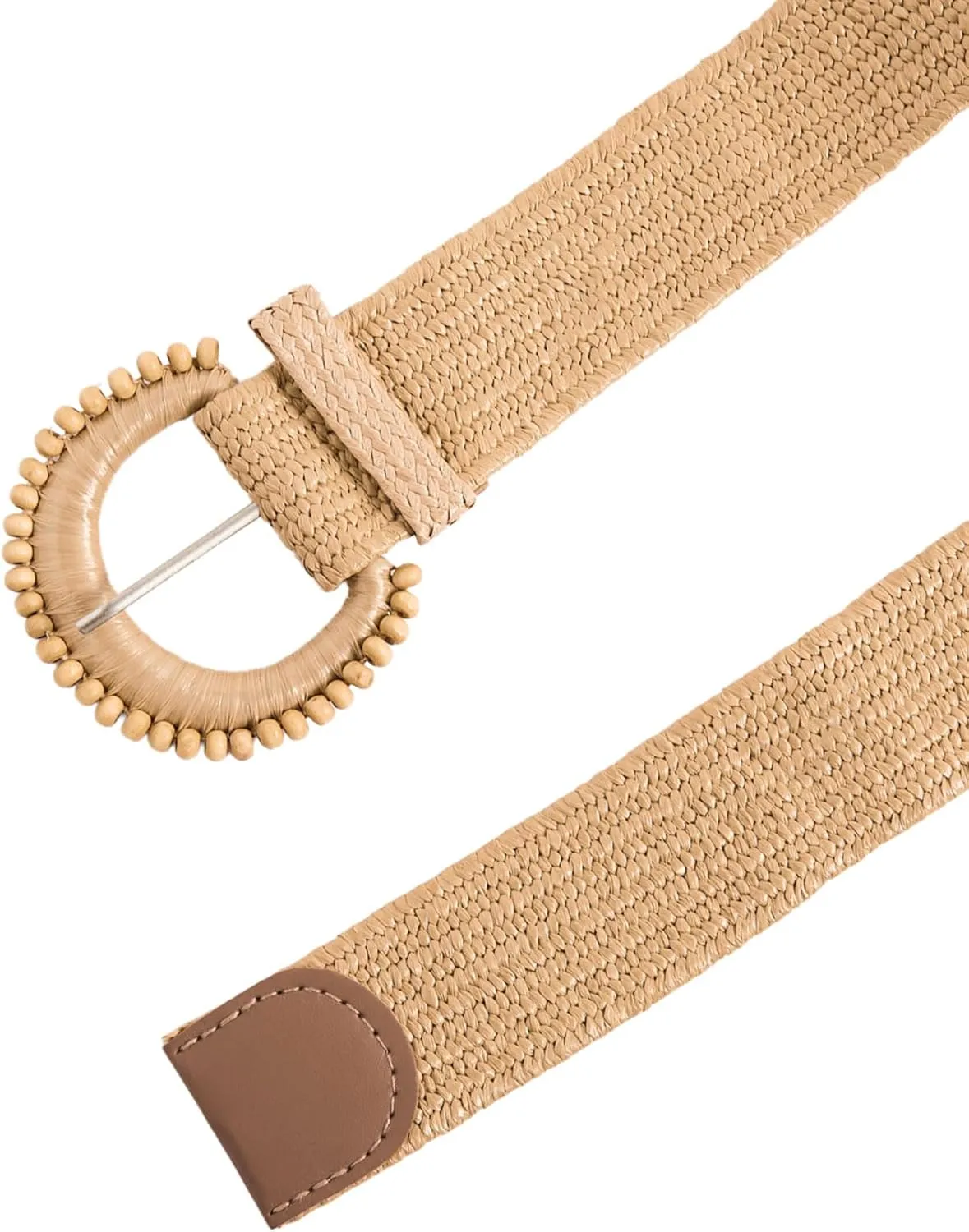 Verdusa Women's Round Buckle Straw Belts Boho Braided Waist Belt