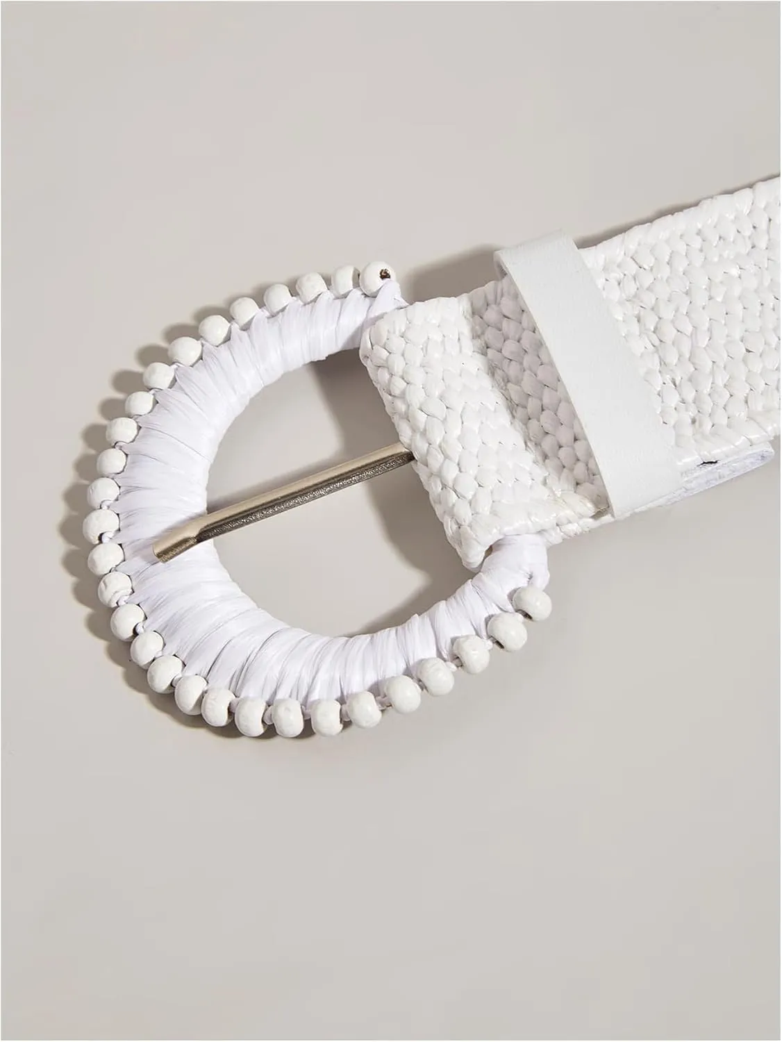 Verdusa Women's Round Buckle Straw Belts Boho Braided Waist Belt