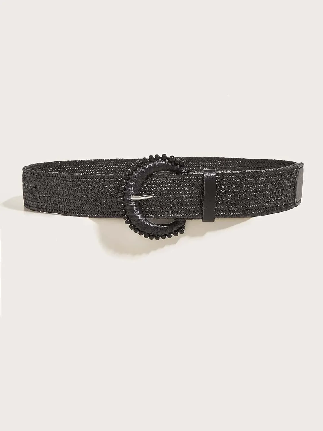 Verdusa Women's Round Buckle Straw Belts Boho Braided Waist Belt