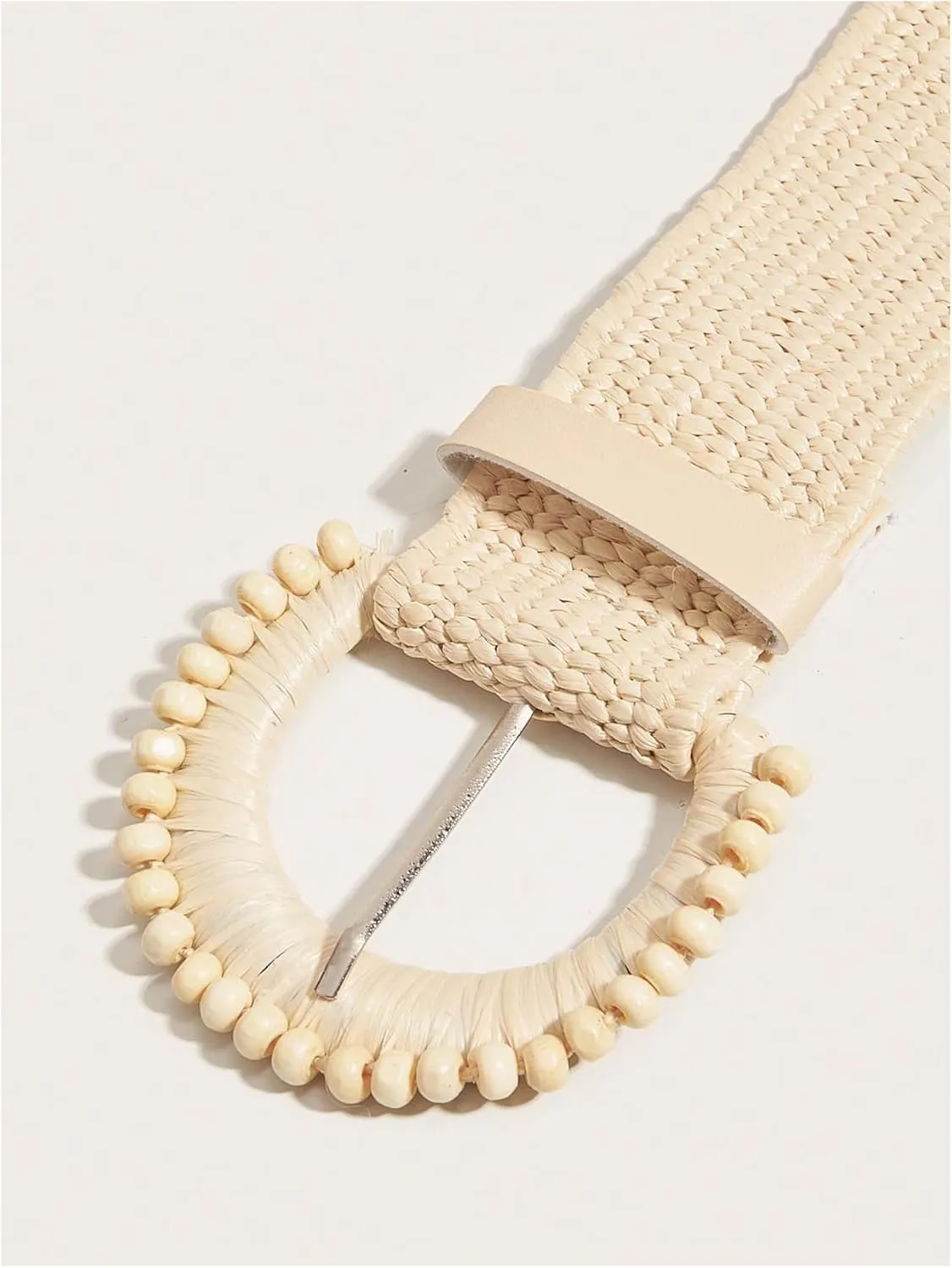 Verdusa Women's Round Buckle Straw Belts Boho Braided Waist Belt