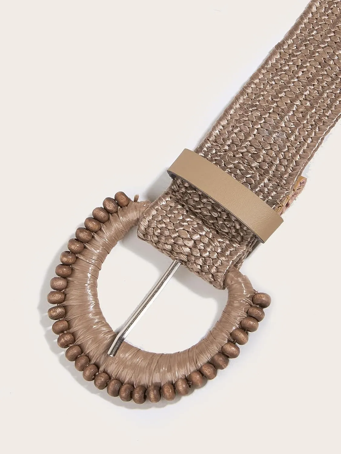 Verdusa Women's Round Buckle Straw Belts Boho Braided Waist Belt