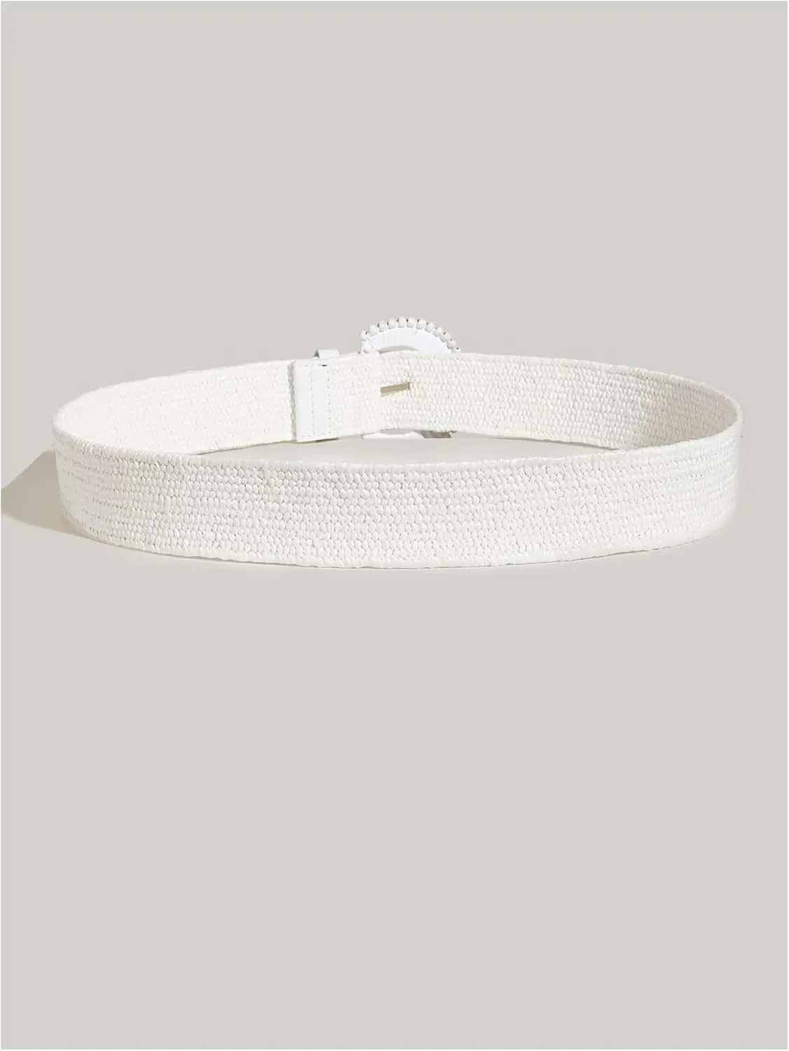 Verdusa Women's Round Buckle Straw Belts Boho Braided Waist Belt