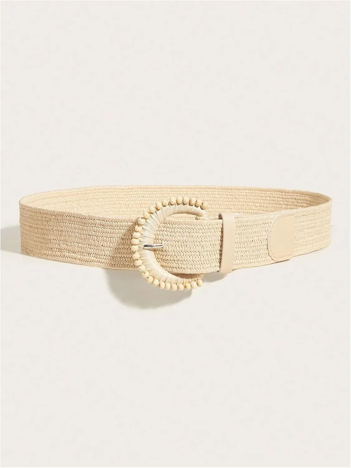 Verdusa Women's Round Buckle Straw Belts Boho Braided Waist Belt