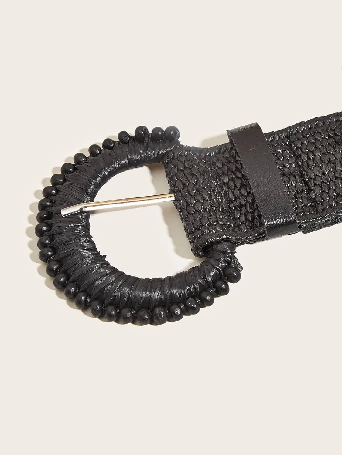 Verdusa Women's Round Buckle Straw Belts Boho Braided Waist Belt