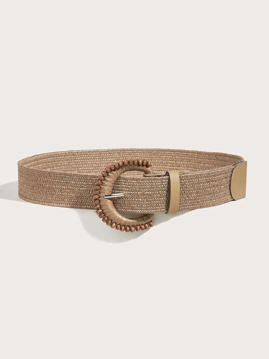 Verdusa Women's Round Buckle Straw Belts Boho Braided Waist Belt