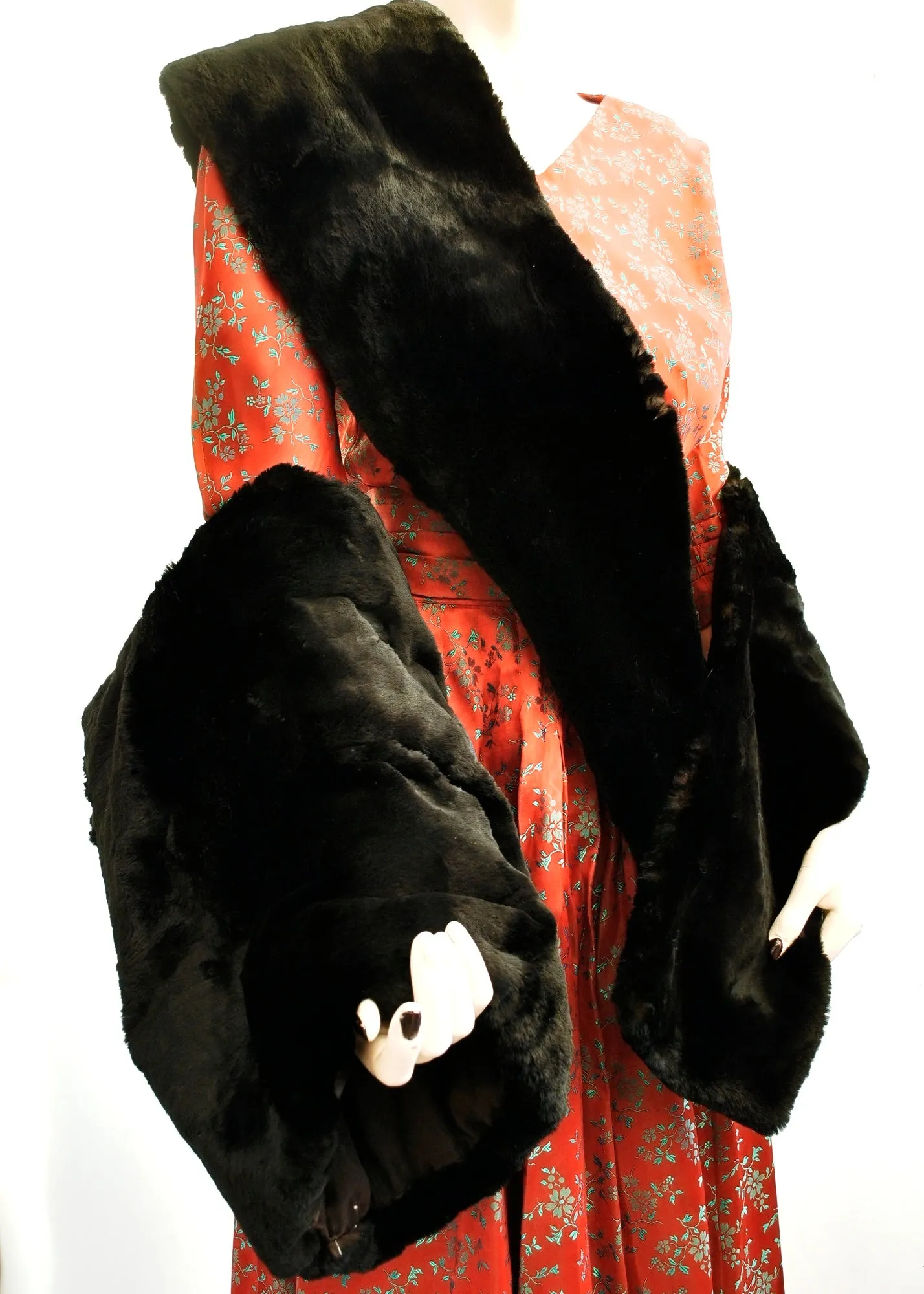 Victorian Vintage Black Fur Stole and Muff