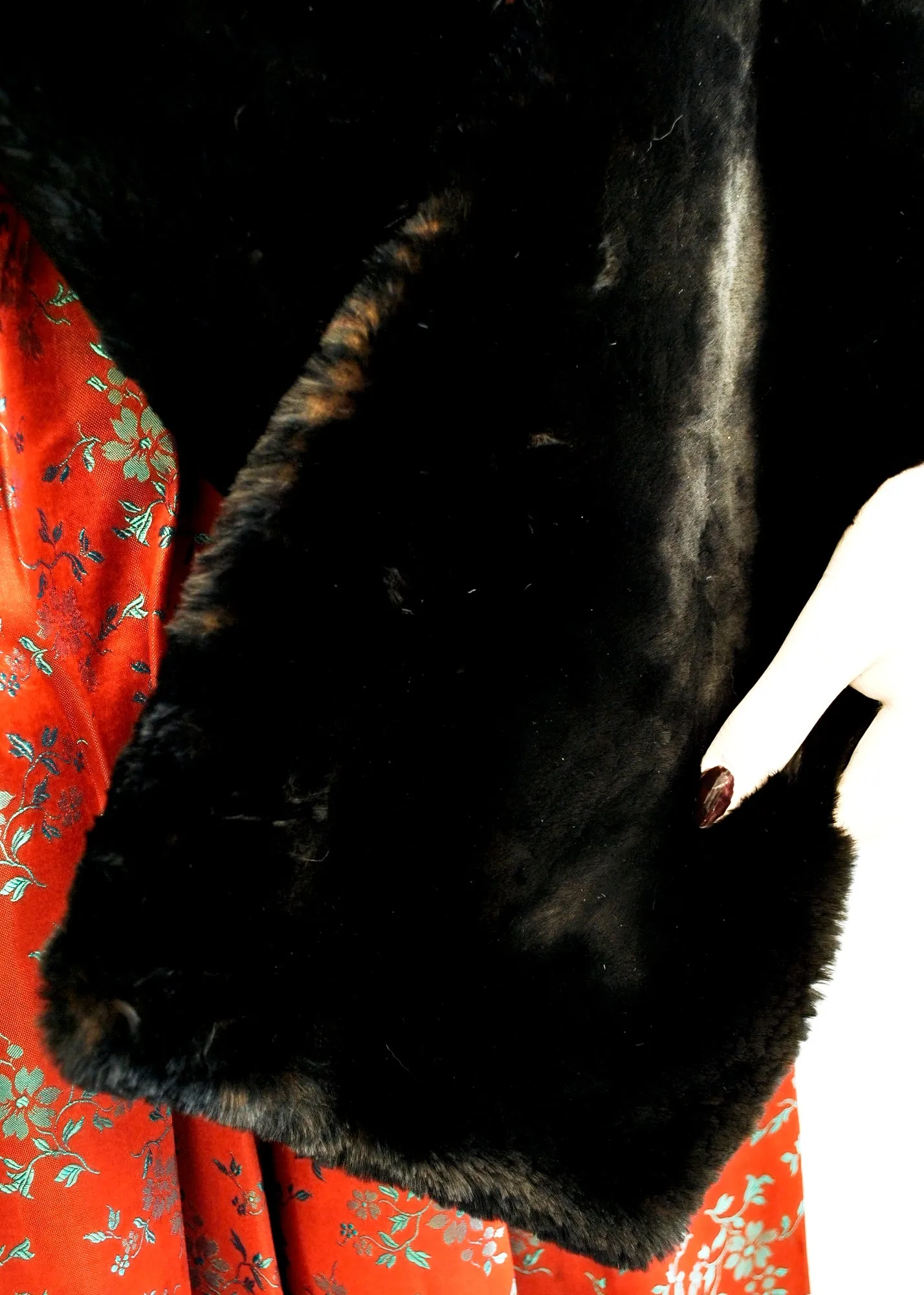 Victorian Vintage Black Fur Stole and Muff