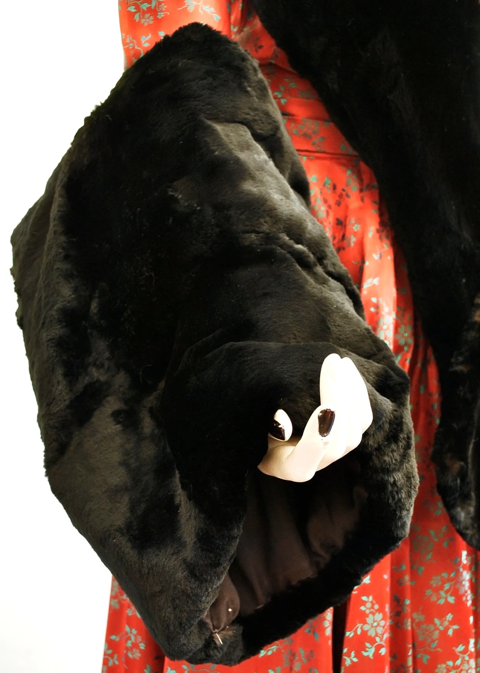 Victorian Vintage Black Fur Stole and Muff