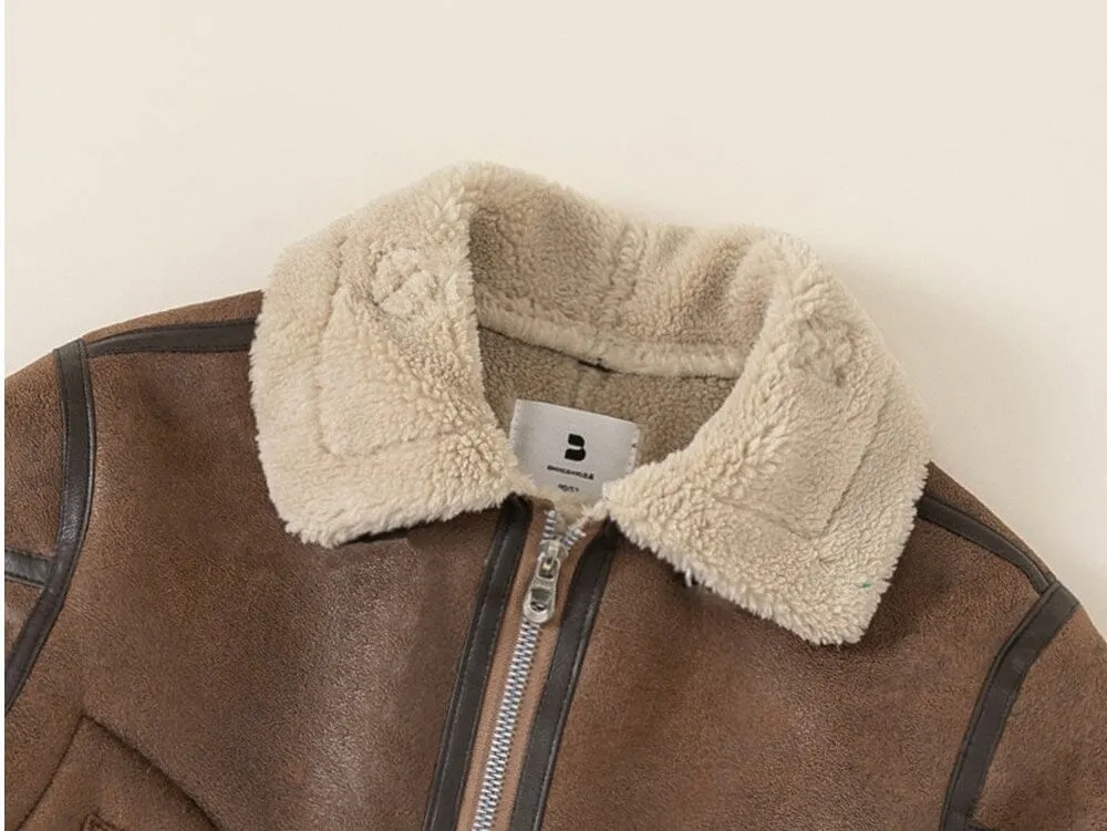 Vintage Winter Plush Suede Biker Jacket