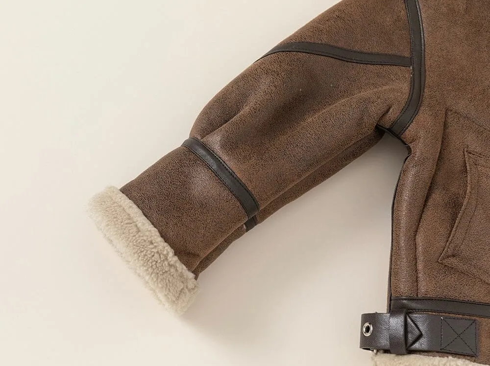 Vintage Winter Plush Suede Biker Jacket