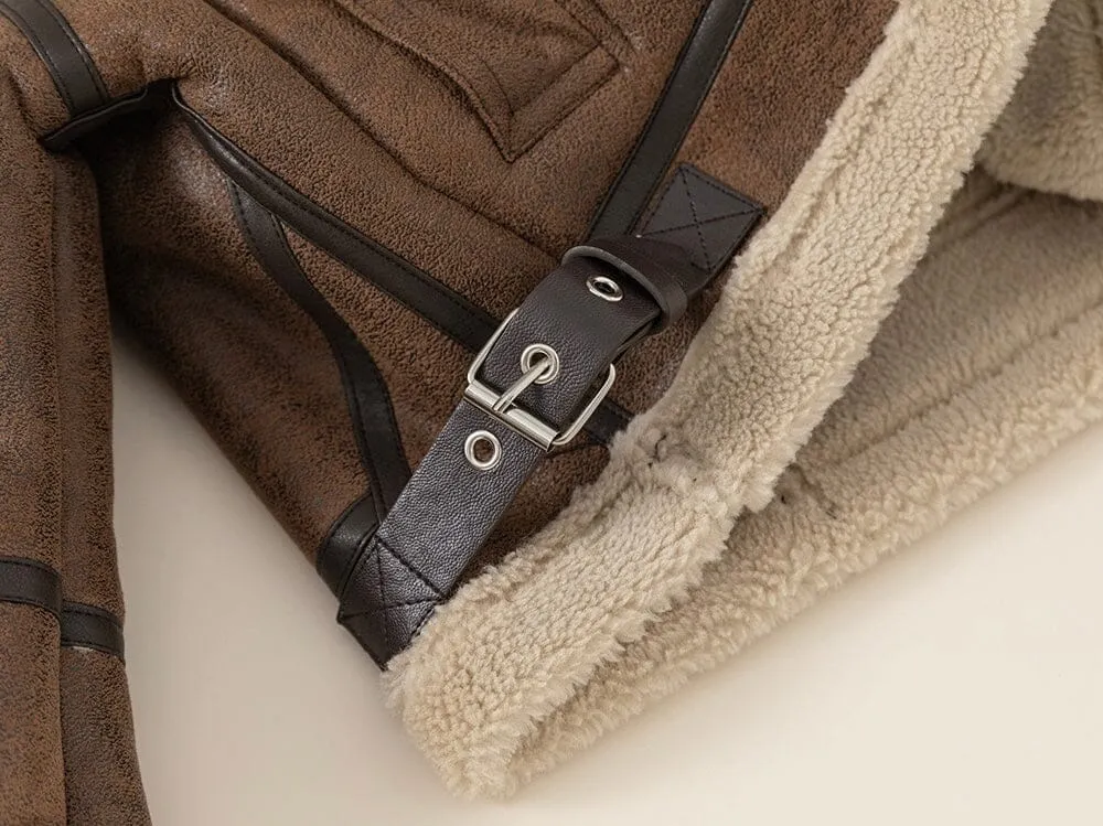 Vintage Winter Plush Suede Biker Jacket