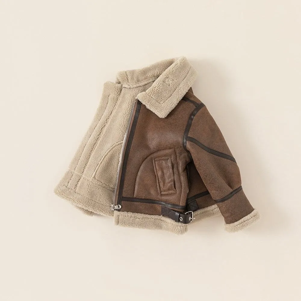 Vintage Winter Plush Suede Biker Jacket