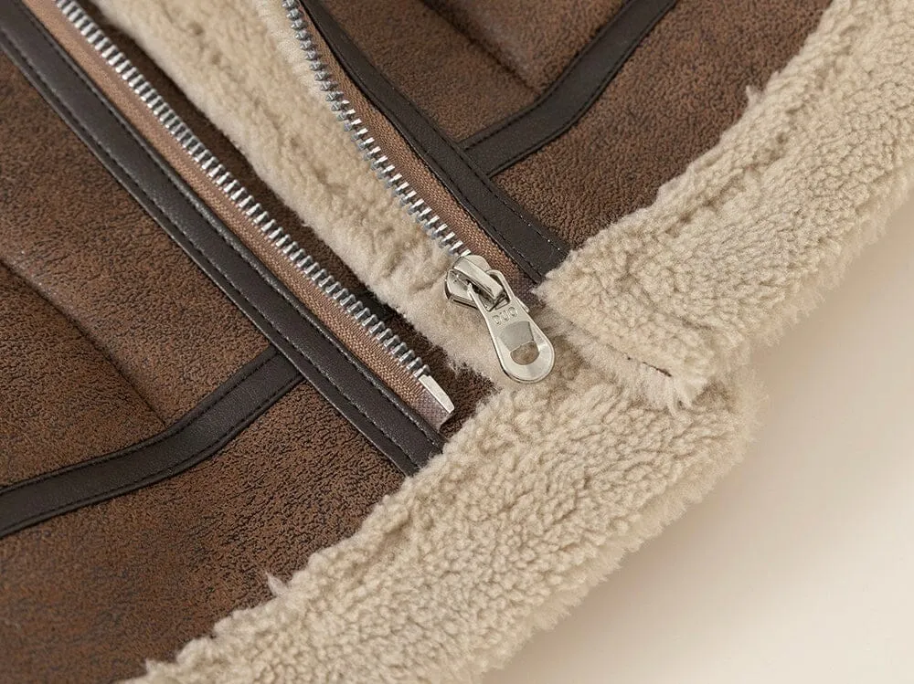 Vintage Winter Plush Suede Biker Jacket