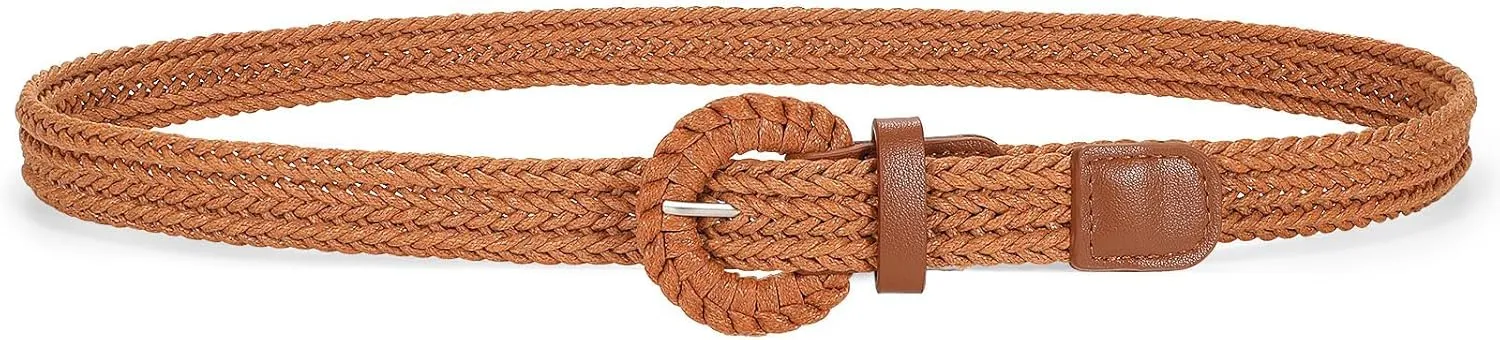 VONMELLI Braided Belt for Women, Woven Rattan Waist for Sunmmer Fashion Dress Jeans Thin Ladies Belts